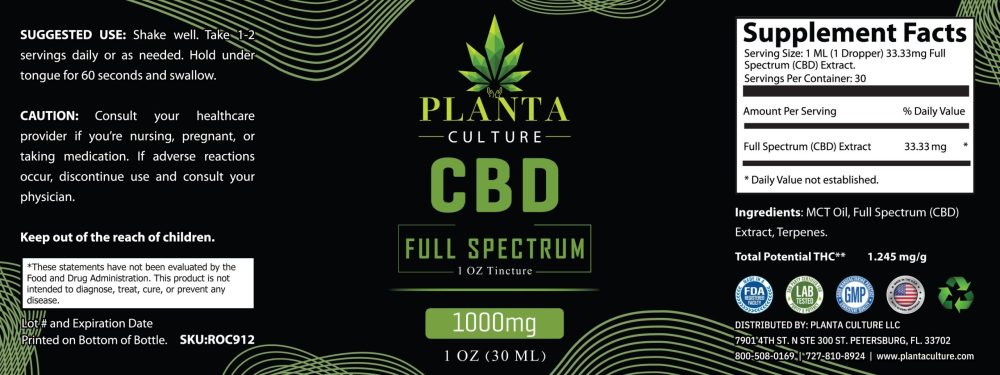 FULL SPECTRUM CBD OIL TINCTURE | 1OZ | 1000 MG | 30 ML - Image 2