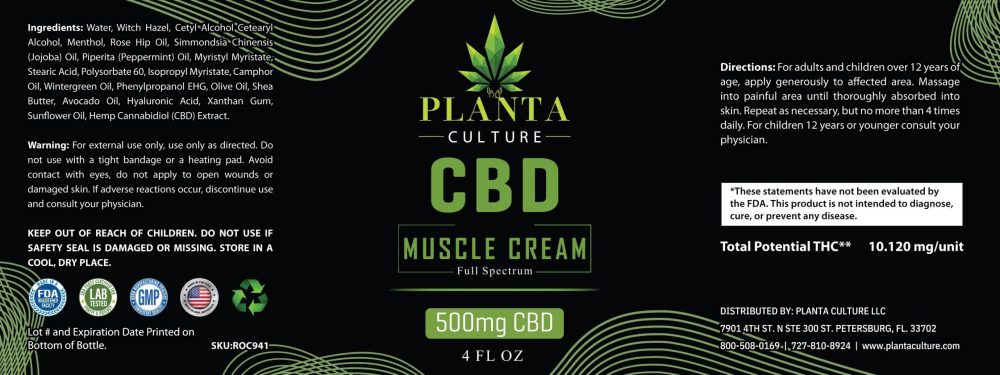 MUSCLE CREAM | 4OZ | FULL SPECTRUM 500 MG CBD - Image 2